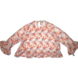 FALLS CREEK NWT Plus 3X 22 24 Peach Pink Floral SHIRT Top Blouse NEW
